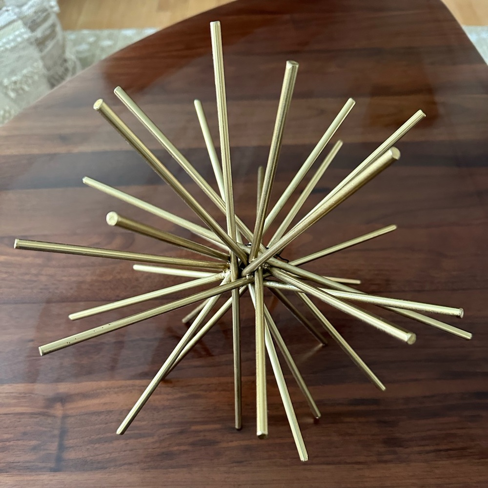 Contemporary Urchin Gold Iron Rod Asterisk Decorative Sculpture